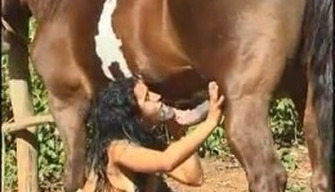 Jeune fille baisée par un cheval